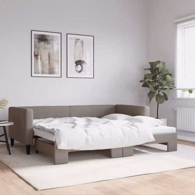 Divano Letto con Letto Estraibile-Sofa Letto-Daybed Tortora 90x200 cm in Tessuto 727713