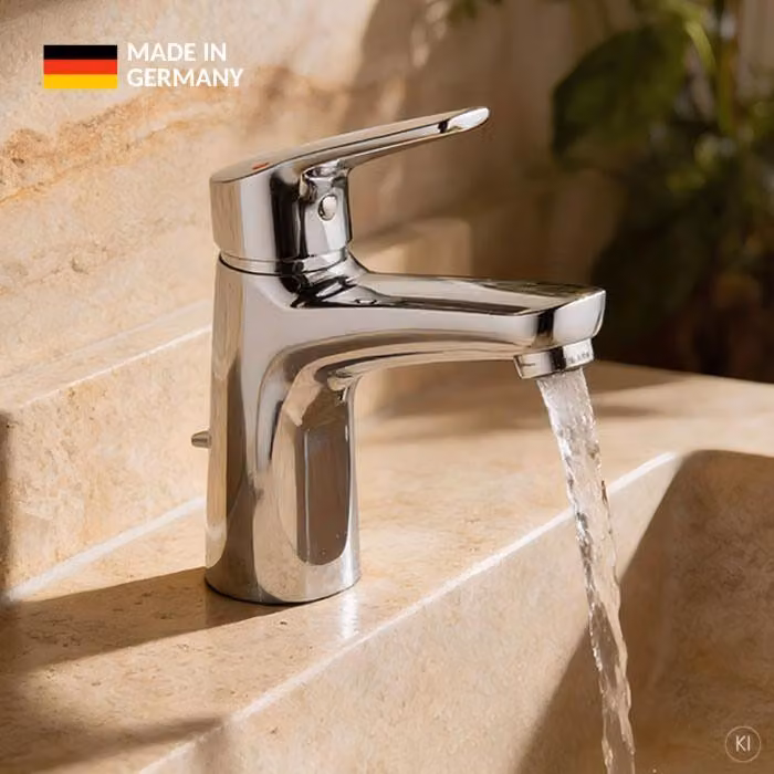 CARLDIX Rubinetto lavabo 01000010-00 115 mm sporgenza, con set di scarico, cromato
