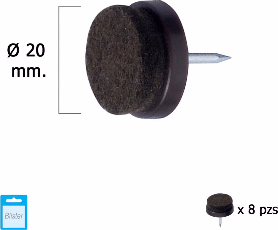 Cursore marrone con feltro Ø20 (blister 8 unità)