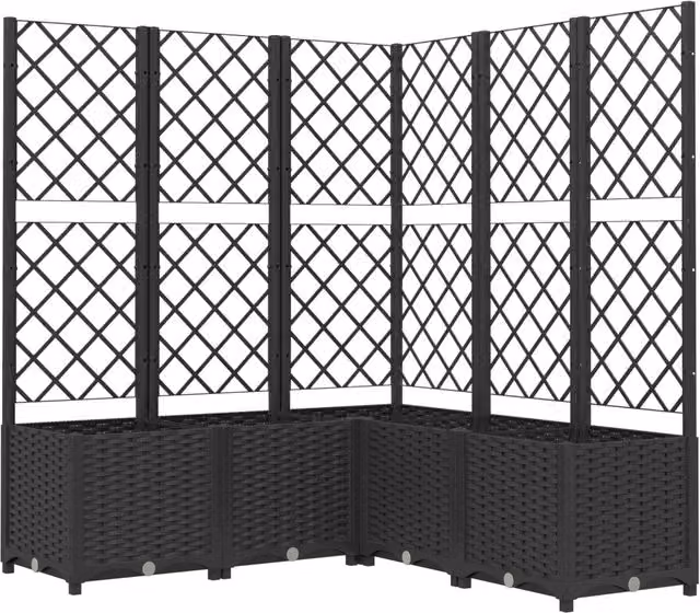 Fioriera con graticcio per piante rampicanti DESIGN IN, colore nero, in plastica, L: 120 cm, P: 40 cm, H: 136 cm