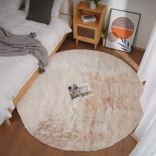 Tappeto Rond 180x180 cm Beige soffice morbido per Soggiorno e Camera Decorazione Antiscivolo Tappeto Corto Poli Tappeto Lavabile