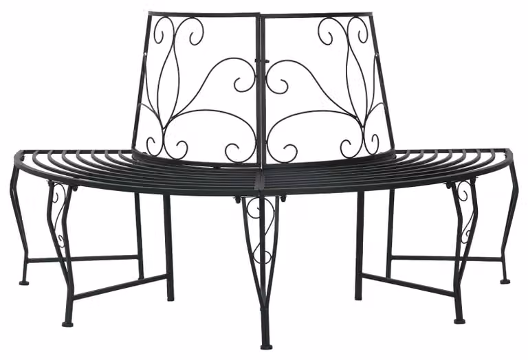 Panca da esterno, modello "Stromová", per 4 persone, dimensioni 160 x 80 x 89 cm, realizzata in acciaio, colore nero