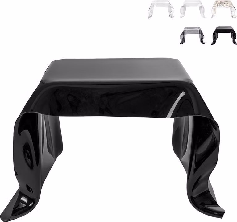 Tavolino da salotto in plexiglas, basso e quadrato, modello Drappeggi - Nero
