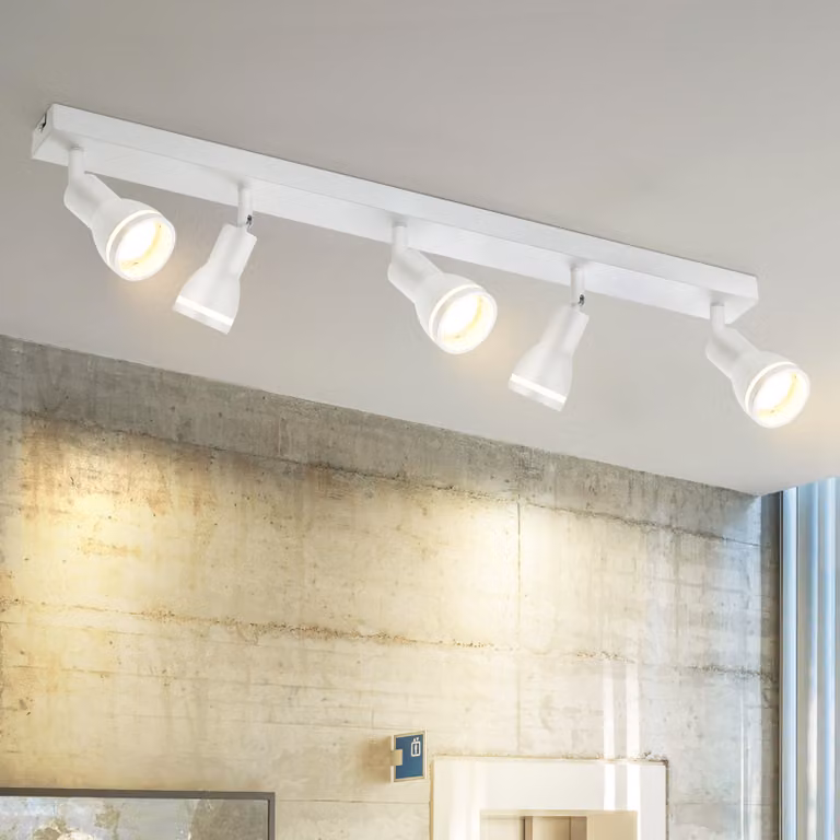 ZMH LED plafoniera 5 fiamme bianco vintage faretto GU10 orientabile sala da pranzo soffitto faretto per zona giorno industriale senza lampadine