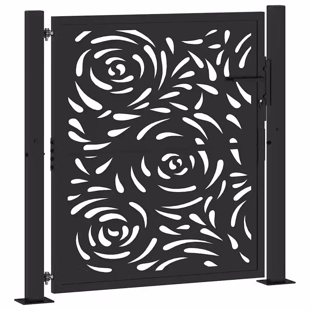 Cancello singolo da giardino vidaXL in acciaio nero con design a fiamma L: 110 cm, H: 106 cm, P: 10 cm – 2