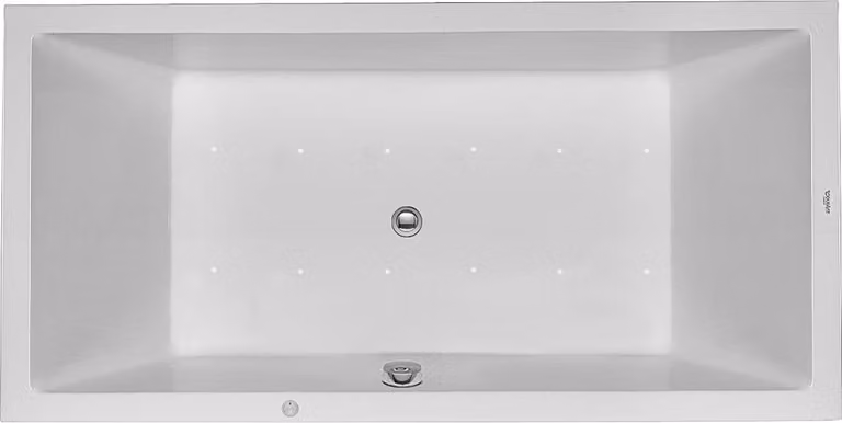 Duravit Starck Bains à remous, à encastrer, double dos inclinés, bâti-support, garniture de vidage et de trop-plein chrome, système à jet, 1800x900mm, 760052000JS1000, 760052000JS1000