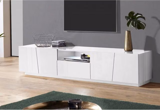 Mobile Porta TV Vega 220 – 4 ante/1 cassetto – Bianco Lucido