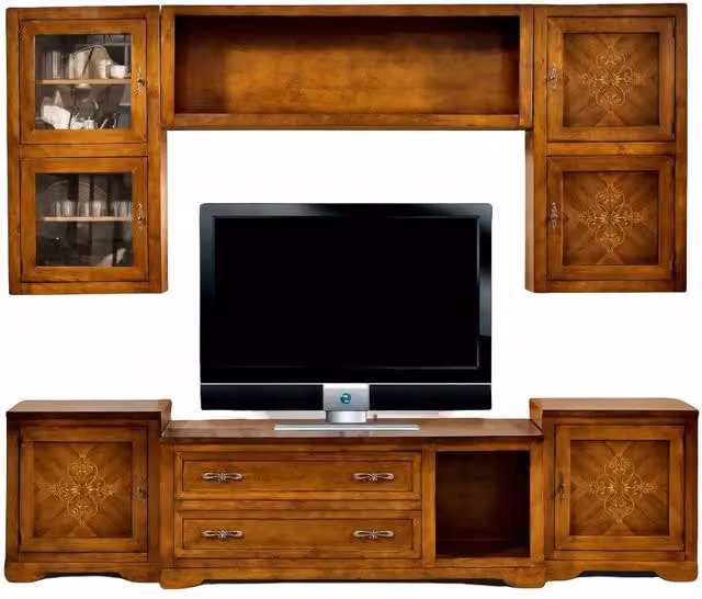 Parete attrezzata in legno Mobili 2G finitura bassano marrone L: 260 cm, P: 65 cm