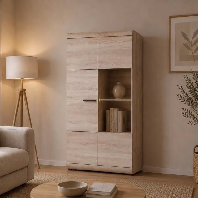 Mobile Espositore Ladavapa, Vetrina 6 Ripiani, 80x37x158h cm Marrone Rovere
