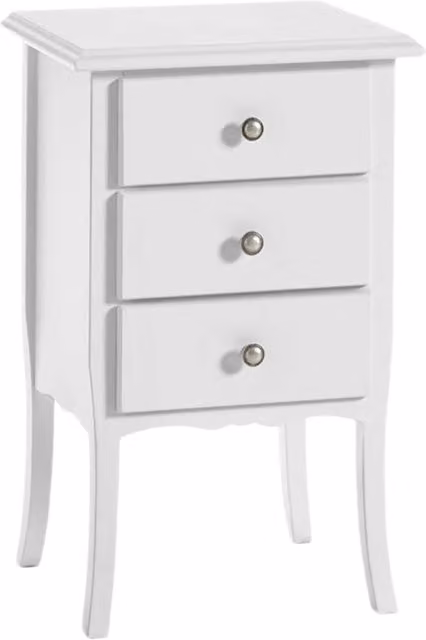 Comodino classico shabby chic bianco con 3 cassetti Mobili 2G L/P/H: 45 x 34 x 71 cm