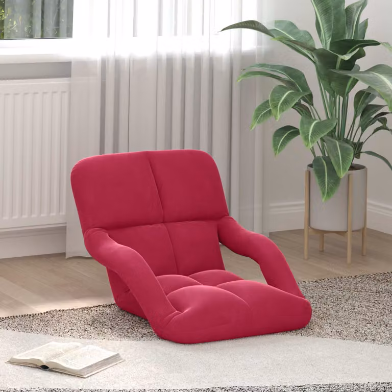 Sedia a pavimento regolabile vidaXL in velluto rosso vino