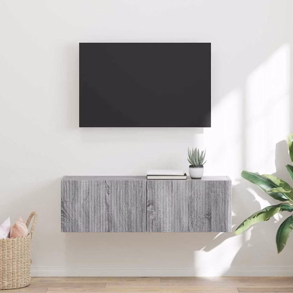 Mobile TV da parete vidaXL moderno in MDF Grigio, L 98 cm x P 31 cm x H 29,5 cm