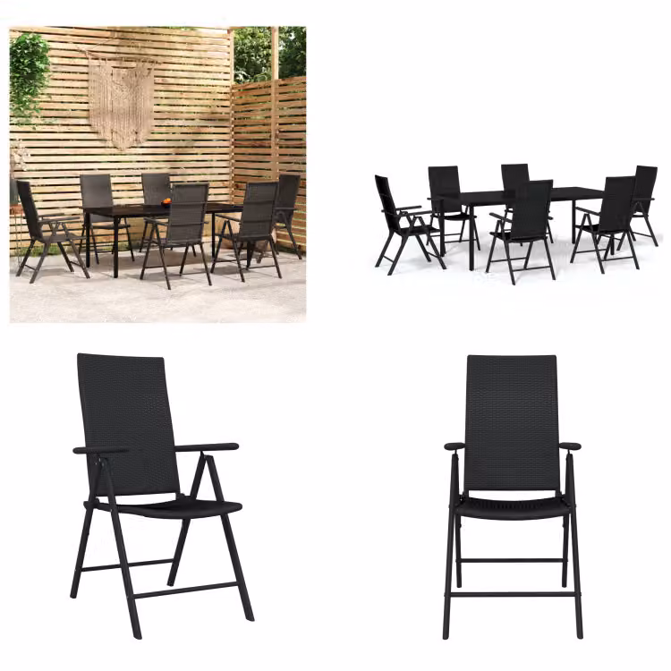 vidaXL Set da pranzo da giardino 7 pezzi nero - Set da pranzo da giardino - Set da pranzo da giardino - Set da pranzo - Set da salotto