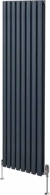 Radiatore a colonna ovale e valvole cromate TRV Designer grigio antracite 1800mm x 480mm