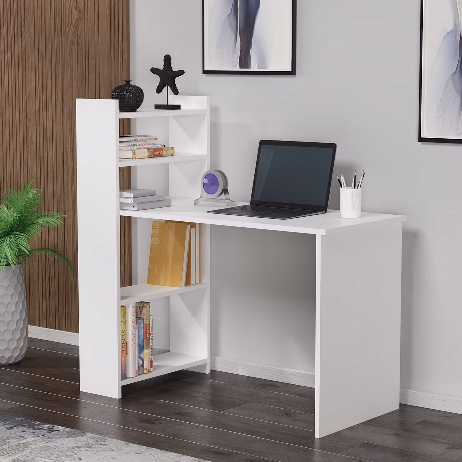Skye Decor, Enna - Bianco, Scrivania, Bianco, Cartoncino rivestito al 100 % di melamina, 110 x 50 x 110 cm