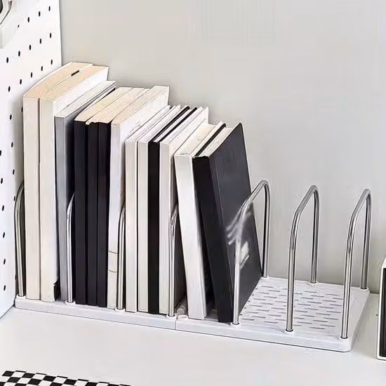 Portaoggetti da scrivania in acciaio inossidabile e polipropilene, con base antiscivolo, ideale per piccoli stack di libri, moderno portaoggetti per posta e documenti.