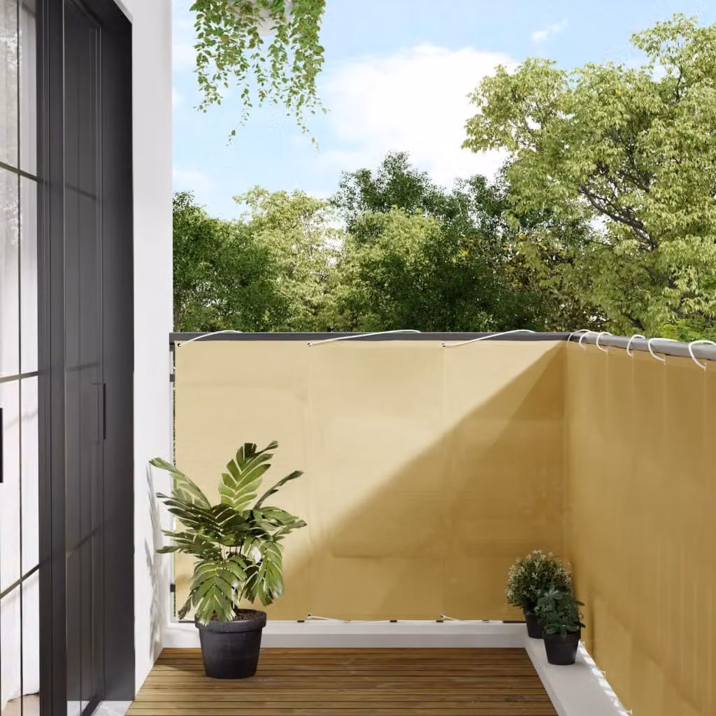vidaXL Paravento da Balcone Sabbia in Poliestere Oxford L: 400 cm, H: 120 cm