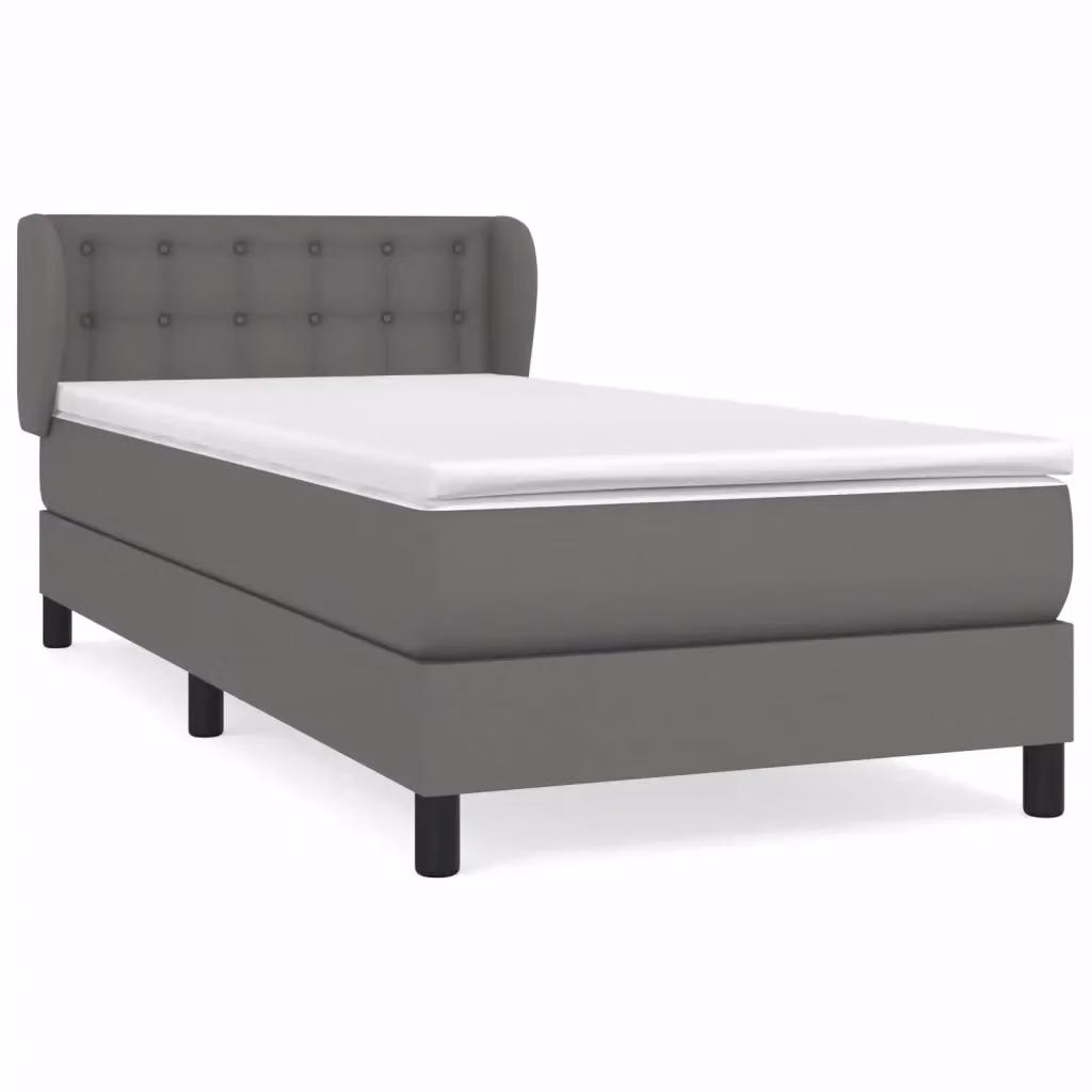 vidaXL Giroletto a Molle con Materasso Grigio in Similpelle, L/P/H: 80 x 200 cm – 2