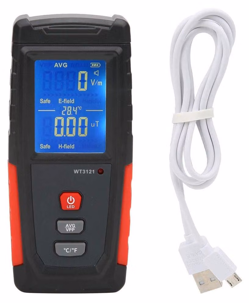 Misuratore di campi elettromagnetici, Trifield, alta precisione, mini, display LCD digitale, rilevatore di radiazioni