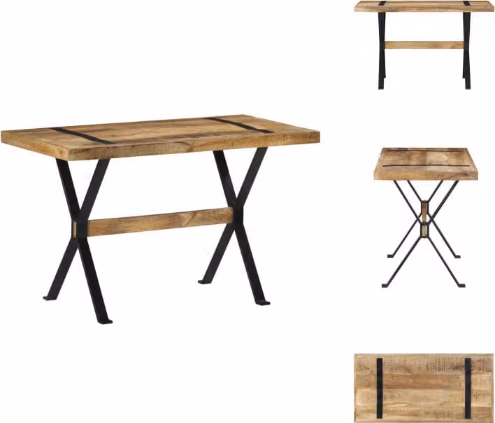 vidaXL Tavolo da pranzo 120x60x76 cm Legno di mango grezzo - Tavoli da pranzo