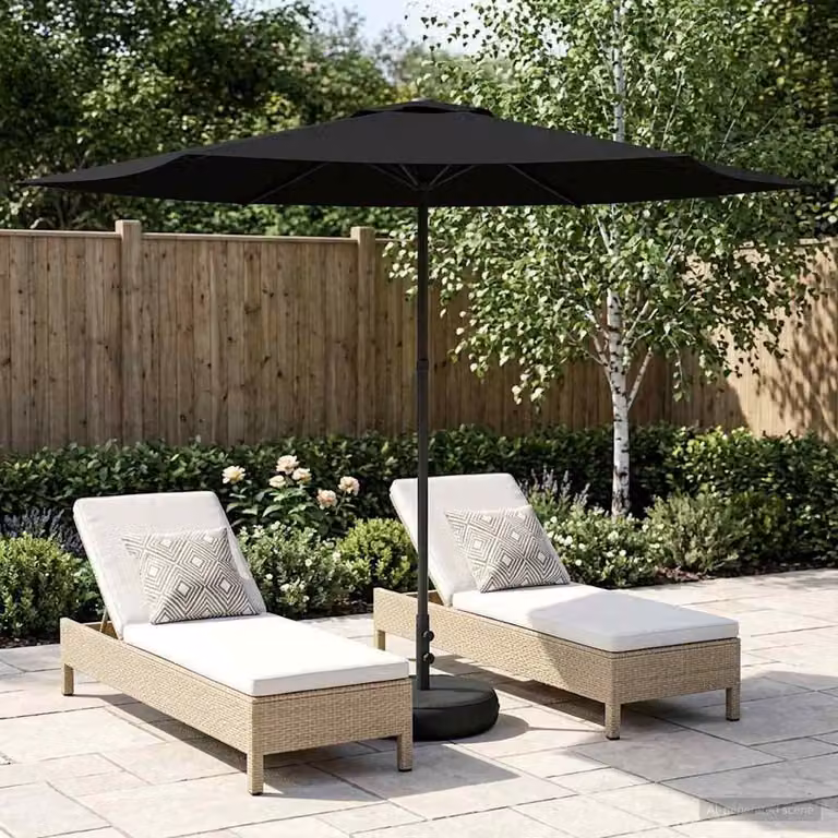 Maison Exclusive - Ombrellone da giardino con base, forma rettangolare, 3 x 3 metri, in poliestere, colore nero