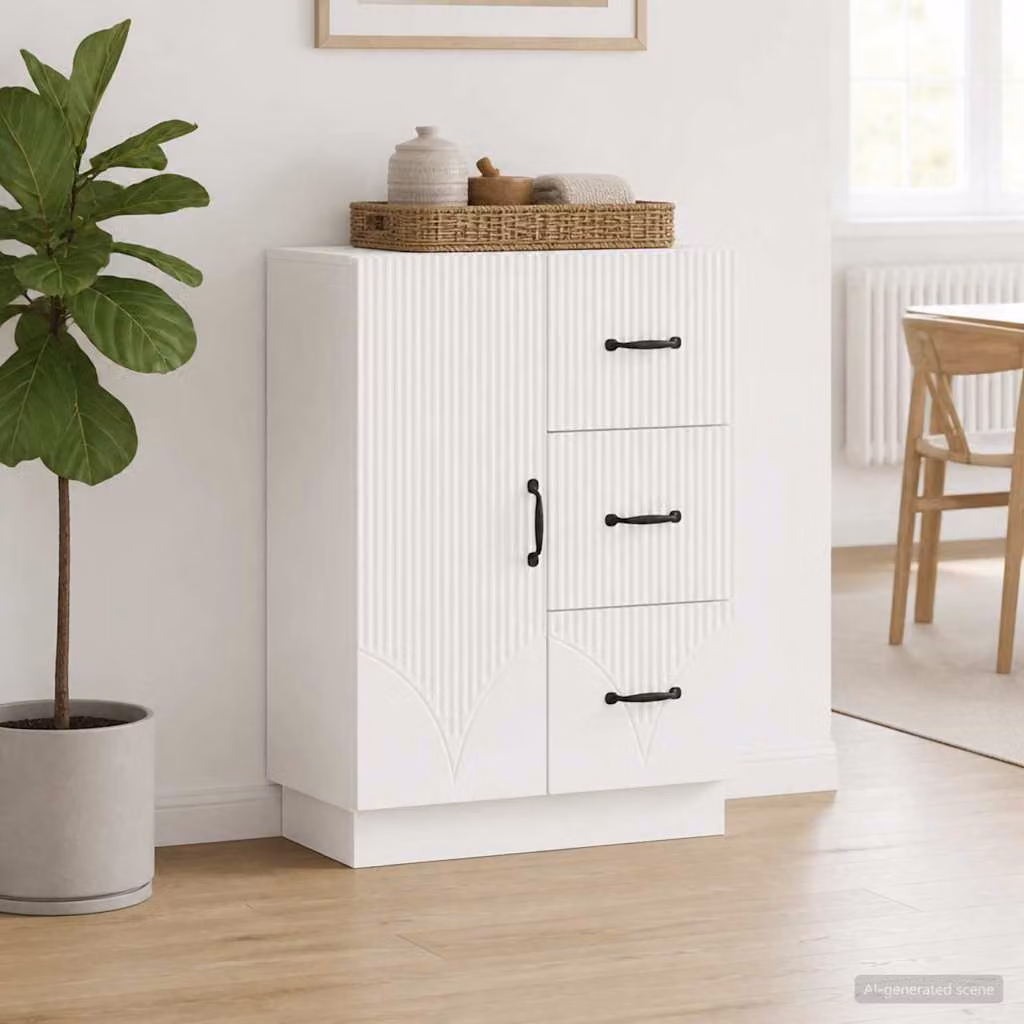 Credenza moderna vidaXL in legno ingegnerizzato bianco lucido L 66 cm x P 34,5 cm x H 87 cm