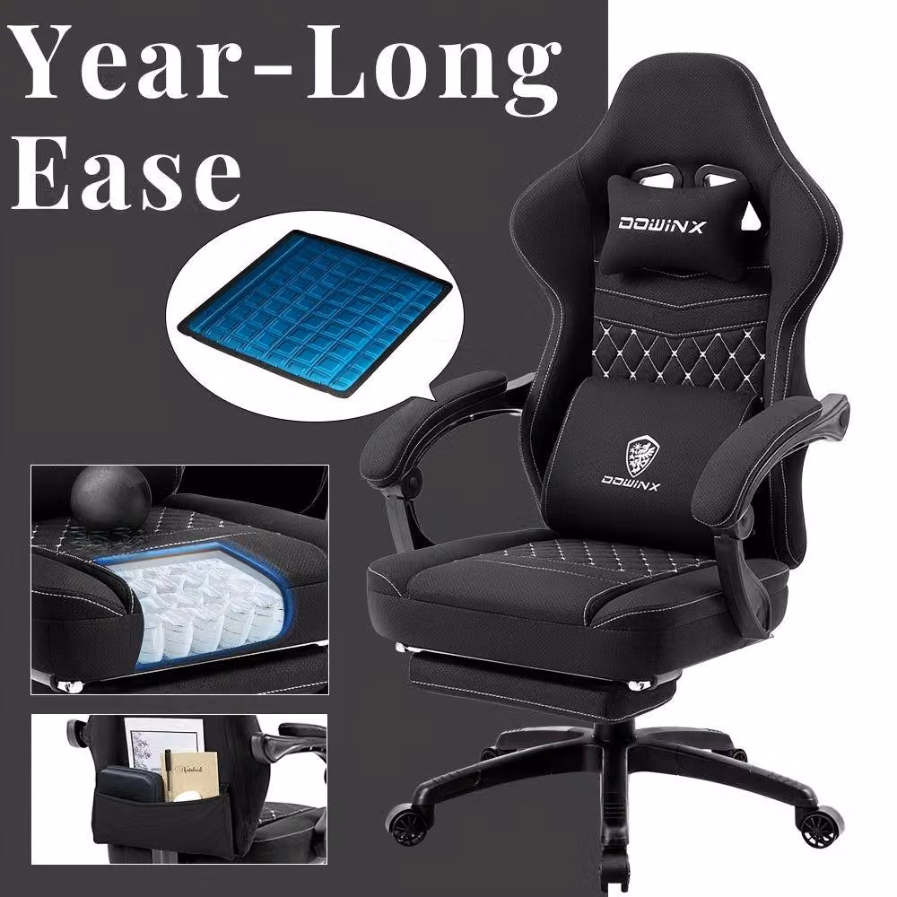 Sedia da gaming – Regolabile – Con imbottitura in memory foam e funzione oscillante – Nera