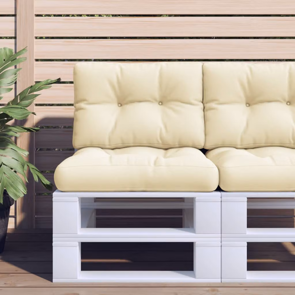 vidaXL Set di 2 Cuscini per Pallet Rettangolari in Poliestere Beige, Resistenti all'Acqua e ai Raggi UV