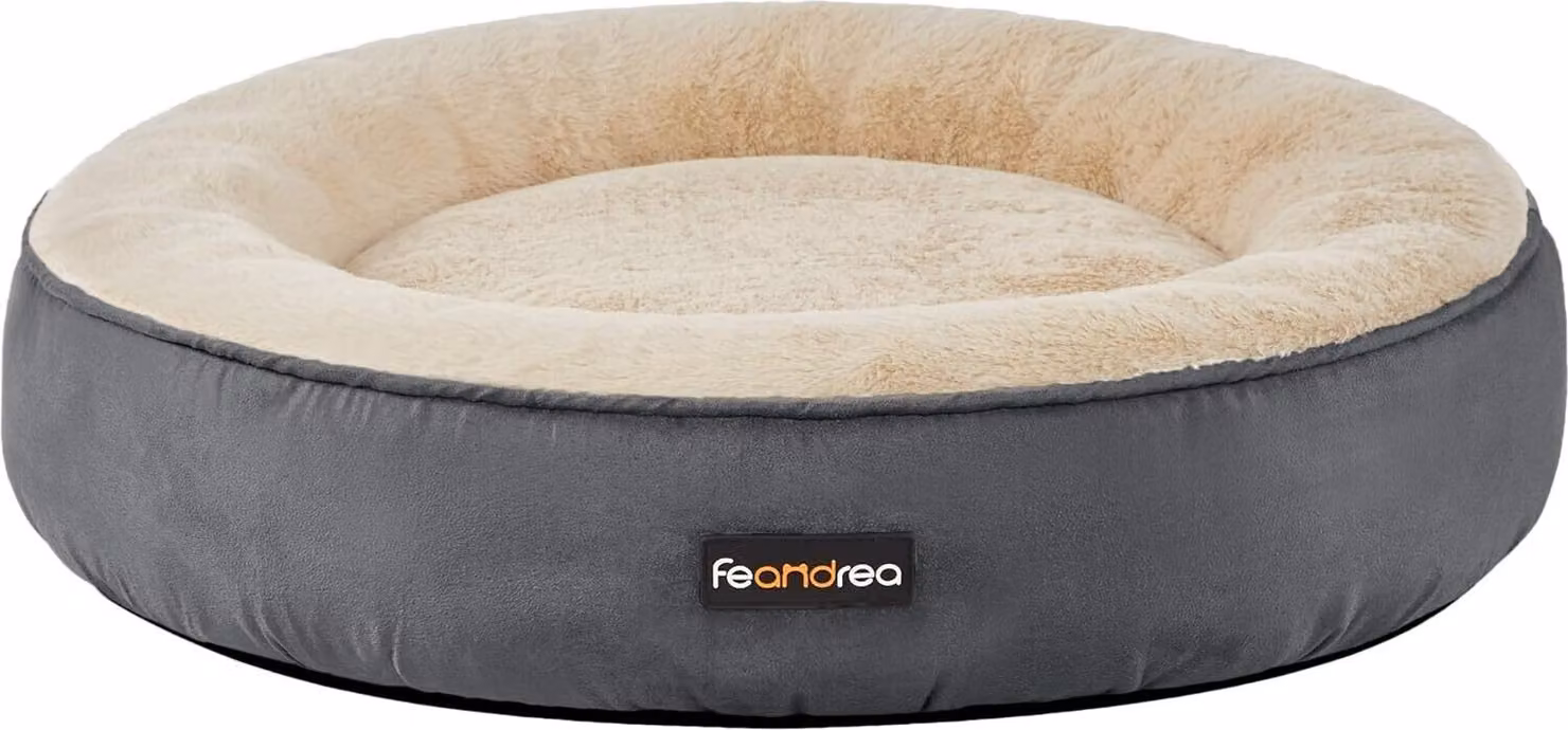 Letto per cani FEANDREA, letto per gatti, ciambella, Ø 60 cm, grigio scuro