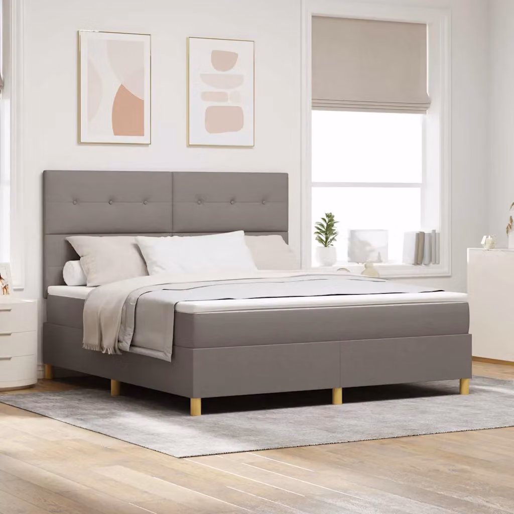 Letto a molla con illuminazione LED e testiera Talpa vidaXL in tessuto beige o grigio, L/P/H: 180 x 200 x 28 cm – 1