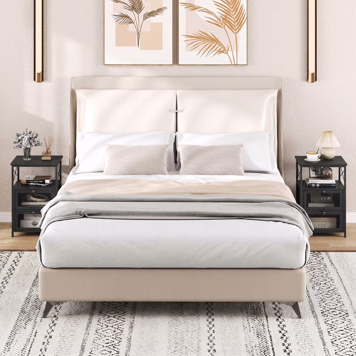Set di 2 comodini Costway con ante ribaltabili per camera da letto, soggiorno o ufficio, colore nero