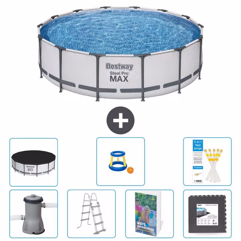 Piscina gonfiabile Bestway Steel Pro MAX, rotonda, 427x122 cm, composta da 6 parti, modello S525