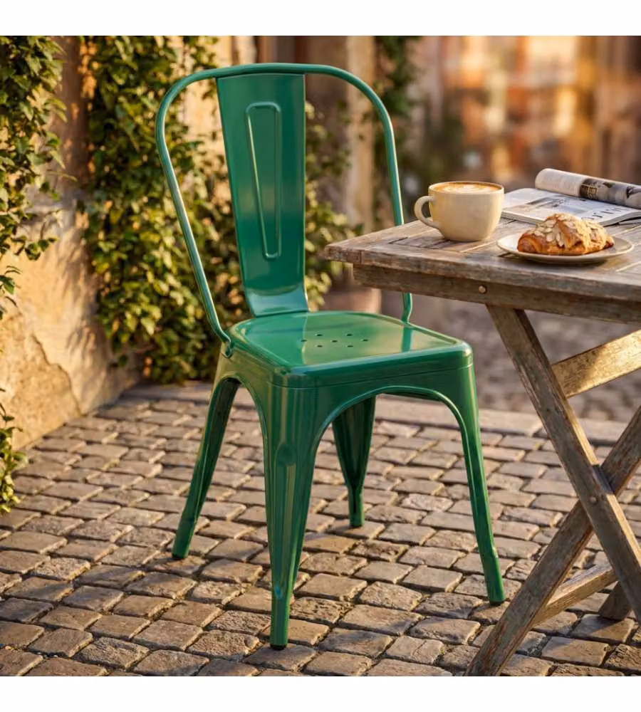 Cosma Sedia Lola Verde Rettangolare Metallo 35x45x85 cm senza braccioli
