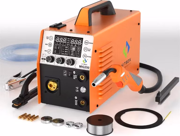 Saldatrice MIG250 - 250 A - 3-in-1 MIG/MMA/TIG - Inverter IGBT - Velocità di avanzamento filo 2–14 m/min - 12,5 kg - Rosso ruggine