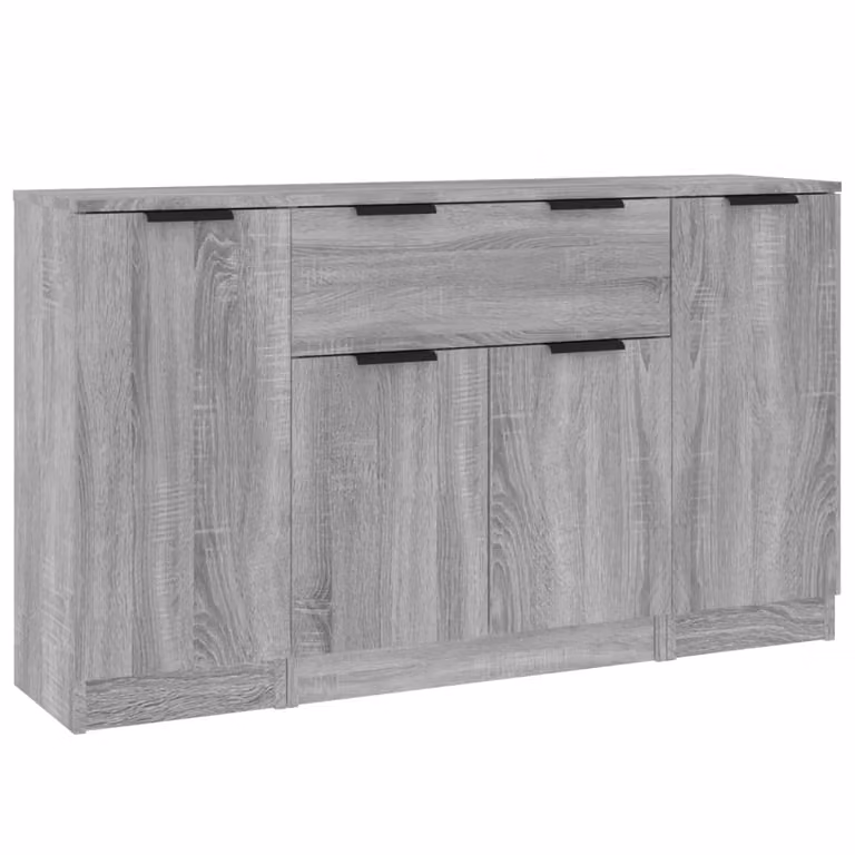 Credenze 3 pz Grigio Sonoma in Legno Multistrato