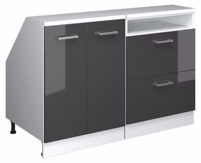 Mobile cucina sottotetto Vicco R-Line Antracite lucido 120 cm Set di 2 carcasse armadio profondità 60 cm, Model 60017