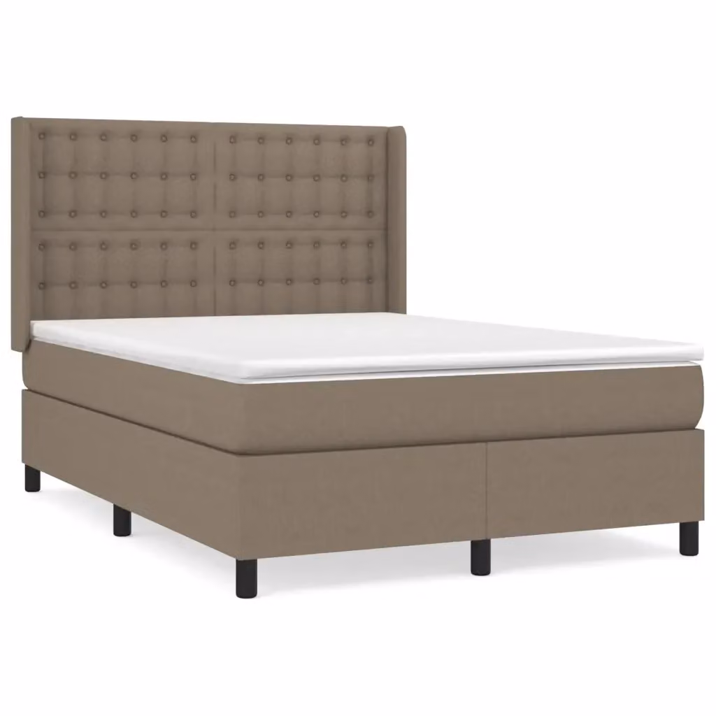Letto Ibrido vidaXL con Giroletto a Molle e Materasso in Tessuto Beige e Bianco L/P/H: 193 x 147 x 128 cm – 2