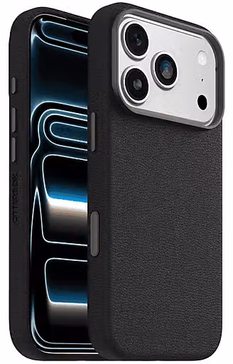 Cover OtterBox Symmetry Series in pelle di cactus con MagSafe per iPhone 17 Pro, antiurto e resistente alle cadute, Nero