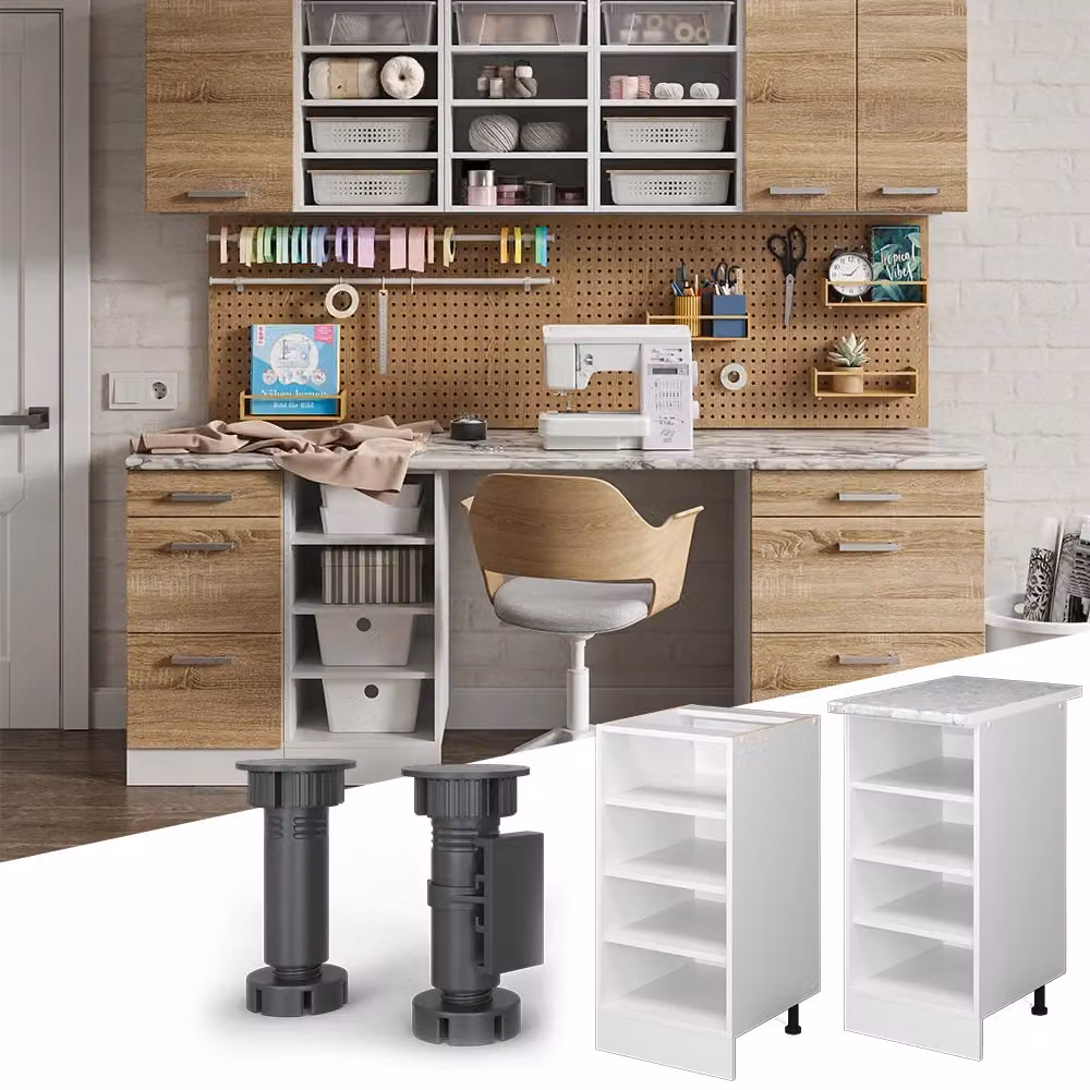 Base a ripiani R-Line Vicco Bianco con ripiani aperti e piano di lavoro, L: 40 cm, H: 81,6 cm, P: 60 cm – 2