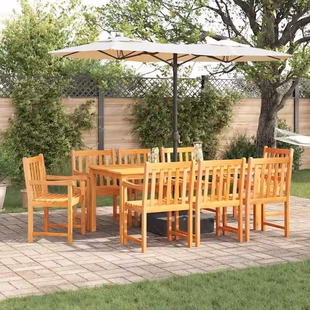 Set da Pranzo per Giardino e Terrazzo vidaXL in Legno di Acacia Trattato Marrone 9 pz – 1