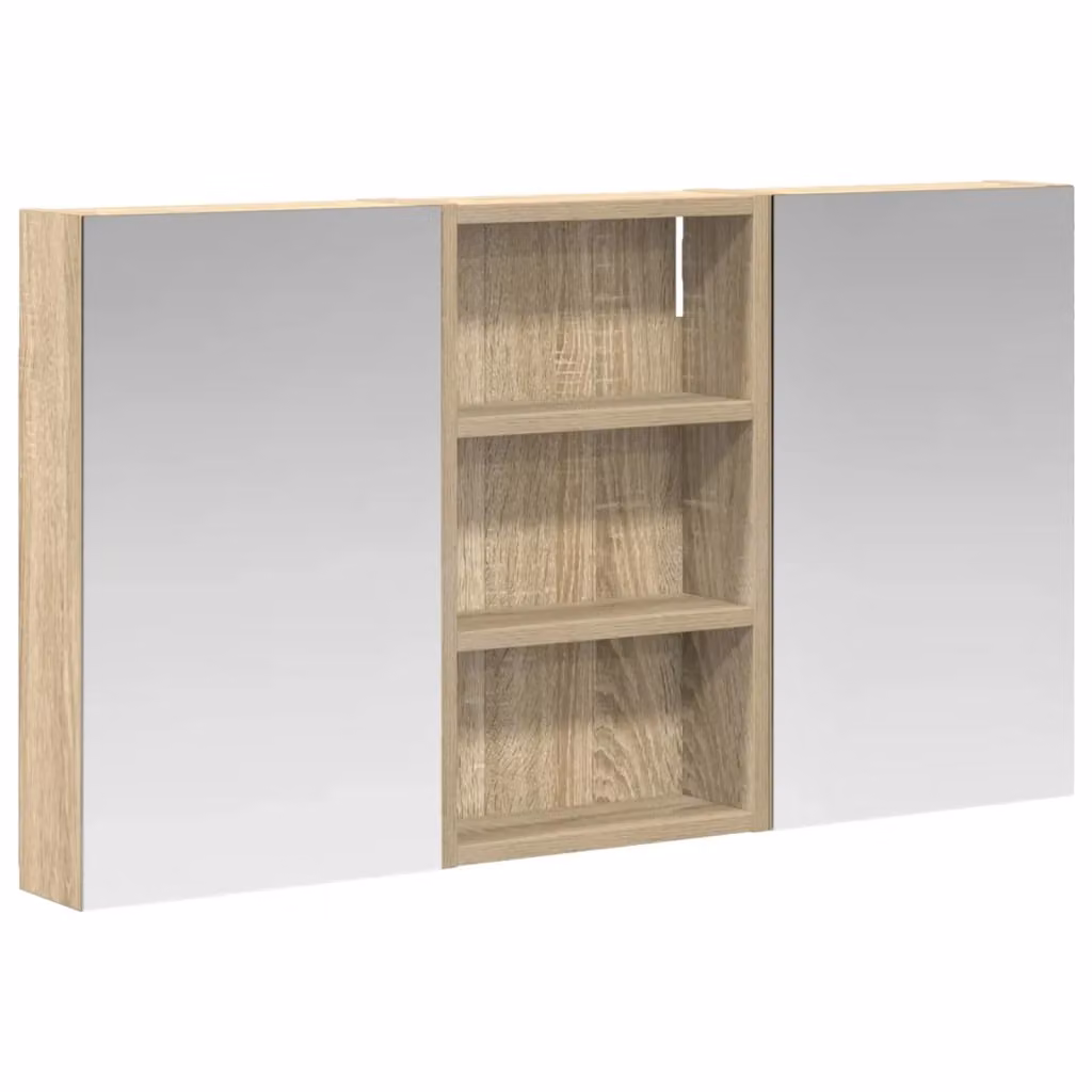 Set di 3 armadi da bagno moderni vidaXL con specchio e illuminazione LED, colore beige, L: 90 cm, P: 10,5 cm, H: 50 cm – 2