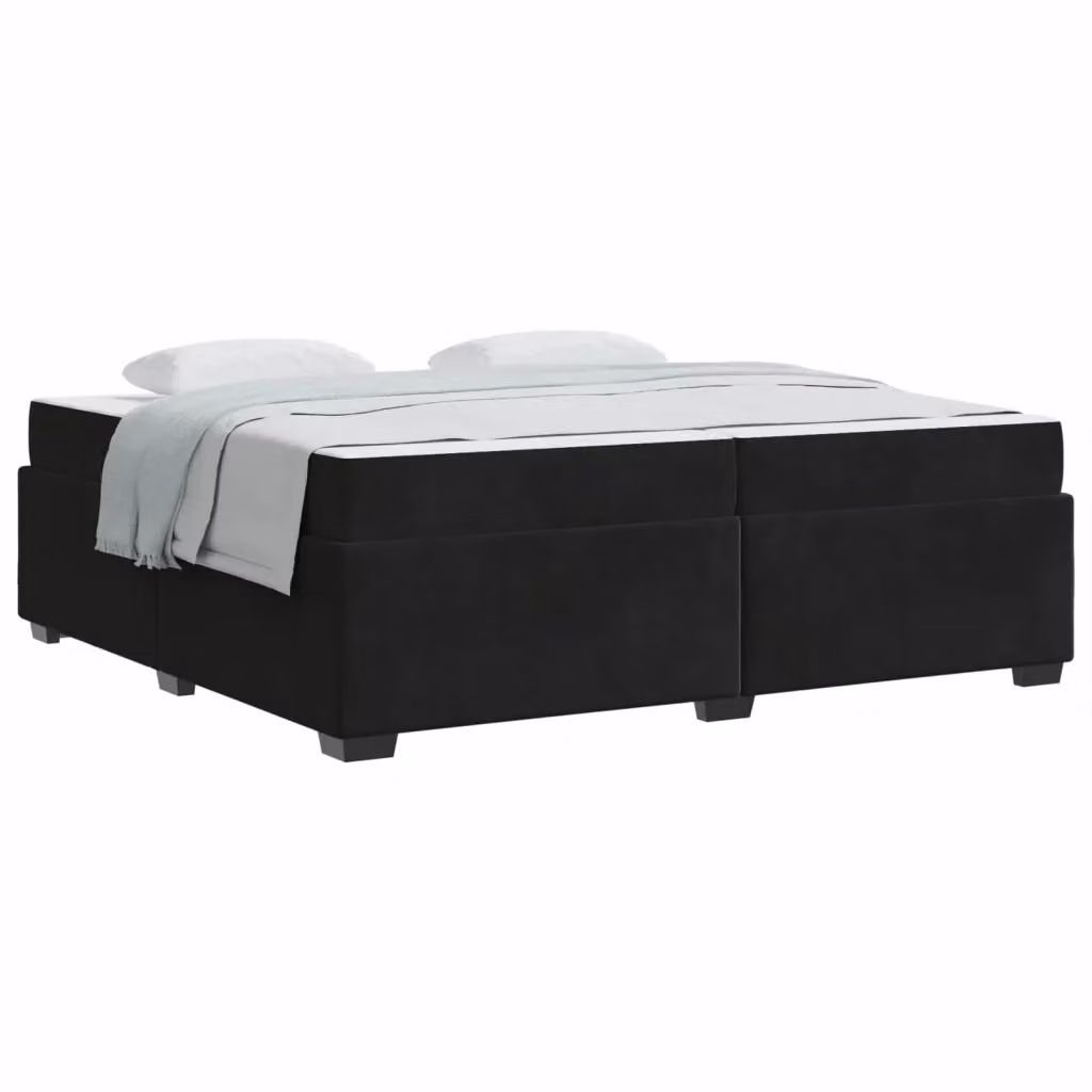 Letto matrimoniale con materasso vidaXL in tessuto nero e legno, L/P/H: 200 x 200 x 66 cm – 2