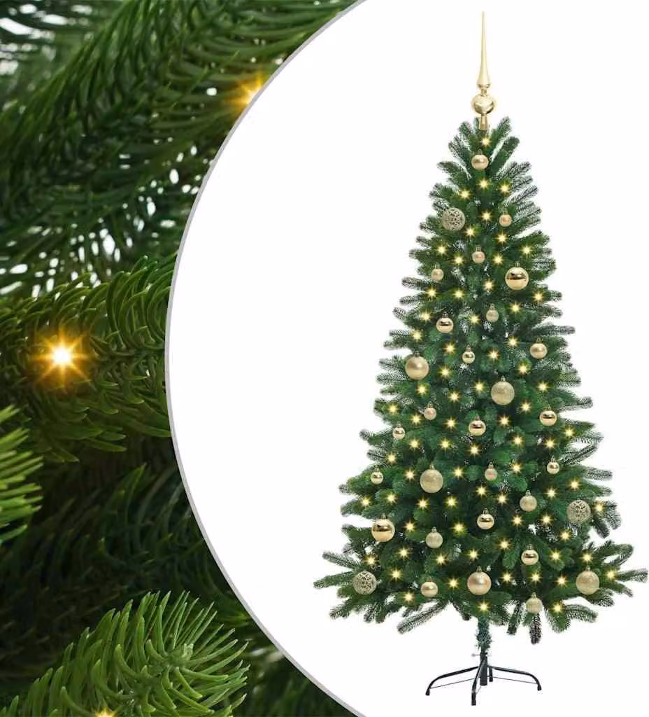 Albero di Natale con 150 LED con supporto Verde 150 cm PE