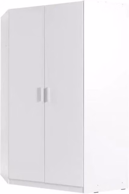 Armadio ad angolo 2 porte FLEX – Bianco lucido – Design moderno salvaspazio