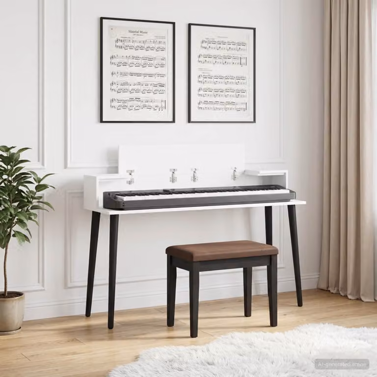 Scrivania da studio moderna vidaXL in legno MDF bianco L 110 cm x P 36 cm x H 19,5 cm