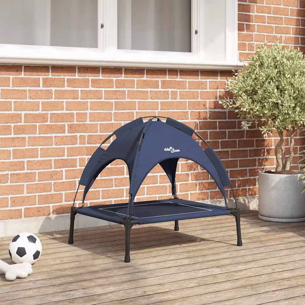 Letto per cani vidaXL in metallo blu navy con coperta rimovibile L: 63 cm, P: 49,5 cm, H: 60 cm