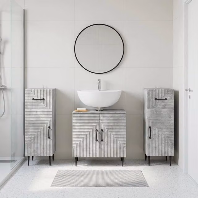 Set di armadietti da bagno in 3 pezzi HAARLEM Grigio Cemento 3418020