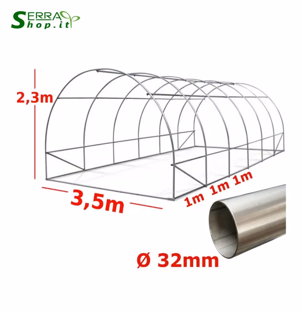 Serra Easy BOX Serrashop beige con copertura in PVC e struttura in acciaio zincato L: 10 m, P: 3,5 m – 2