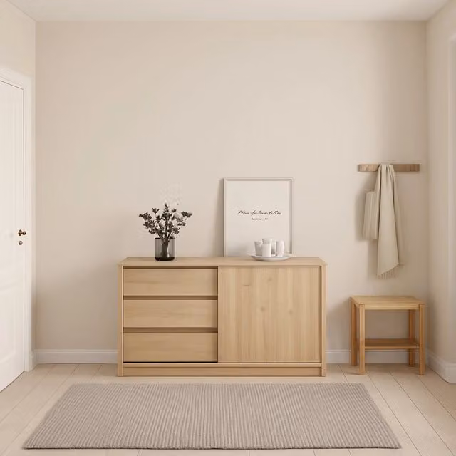 Credenza Bebinca DMORA, Buffet e Madia da Soggiorno o Cucina, Rovere, L: 119 cm, P: 50 cm, H: 76 cm