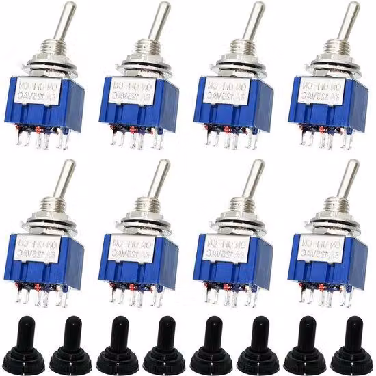 8 interruttori DPDT, mini-interruttori elettronici, impermeabili, a 2 poli